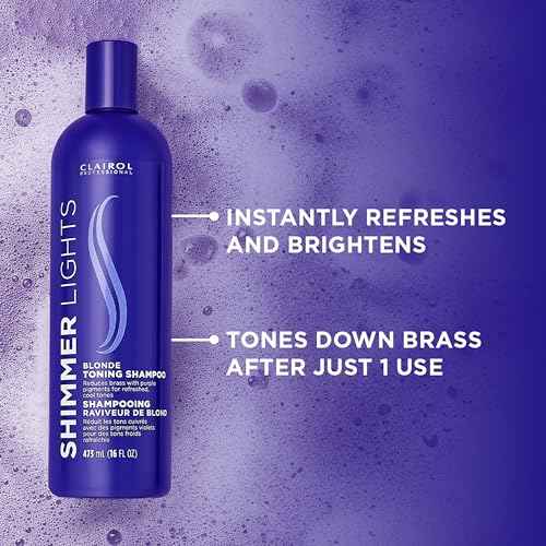 Clairol Professional Shimmer Lights Purple Shampoo | Neutralizes Brass & Yellow Tones | For Blonde, Silver, Gray & Highlighted Hair