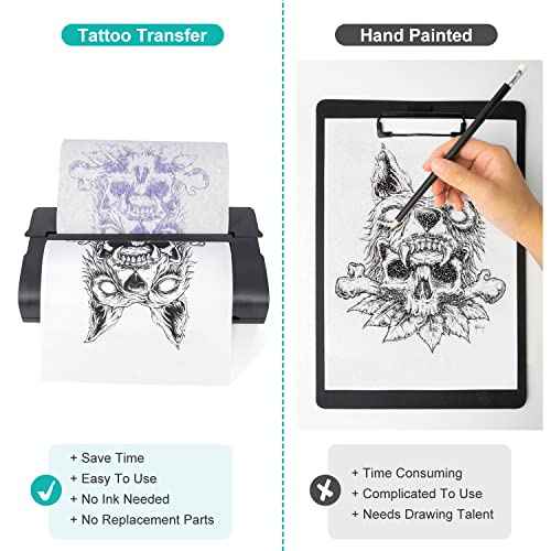 LifeBasis Tattoo Transfer Stencil Machine Thermal Copier Kit Tattoo Printer with 20pcs Tattoo Stencil Transfer Paper for Men Women, Upgraded Version MT200
