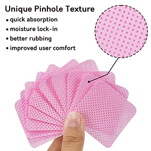 Pink Lint Free Nail Wipes with Storage Case- 1080PCS Super Absorbent Nail Polish Remover Pads- Disposable Lint Free Wipes for Nail Polish Removal, lash Extensions Application, Nail Care