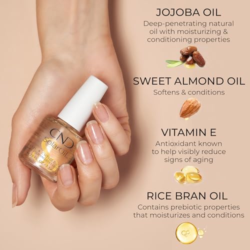 CND SolarOil Cuticle Oil, Blend Of Jojoba, Vitamin E, Rice Bran & Sweet Almond Oils, Moisturizes & Conditions