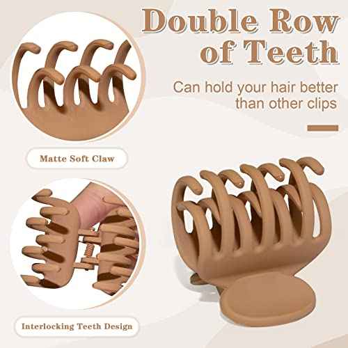 1.6" Matte Small Double Row Teeth Hair Clips for Women - Strong Hold Jaw Clamps for Thin, Fine & Thick Hair