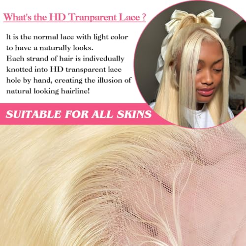 20 Inch Blonde Wig Human Hair 13x6 HD Transparent Lace Front Wig Human Hair 613 Straight Wig Human Hair 613 HD Lace Frontal Wigs 200 Density Glueless Wigs Pre Plucked with Baby Hair