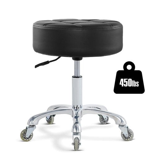 Ainilaily Rolling Stool with Wheels Adjustable Height, Roller Stool for Massage Medical Tattoo Spa Heavy Duty Swivel Desk (Super Thick Cushion, Black)