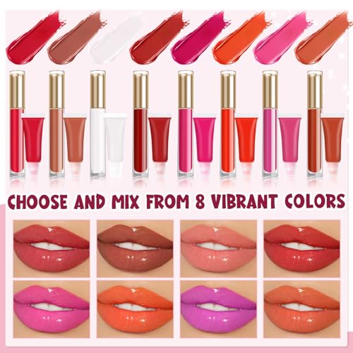JCOOS Diy Lip Gloss Kit, Lip Gloss Making Kit, LipGloss Making Kit Make Your Own Lip Gloss Making Supplies, Shimmery LipGloss Base, Empty Tubes, Jojoba Oil, Women Teen Girl Gifts Trendy Stuff