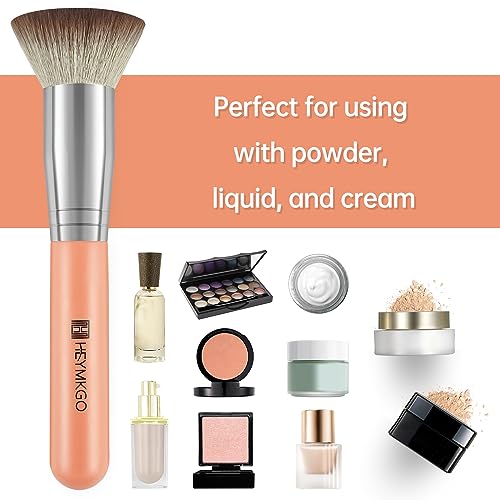 Foundation Brush, HEYMKGO Flat Top Kabuki Foundation Brush for Liquid Makeup, Professional Synthetic Makeup Brushes for Blending Liquid Powder or Cream Beauty Face Makeup Tools