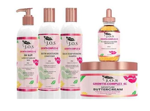 J'Organic Solutions Kid's 4C Healthy Hair Kit - Moisturizer, Growth Oil, Detangler, Shampoo & Conditioner for Coily, Kinky Hair