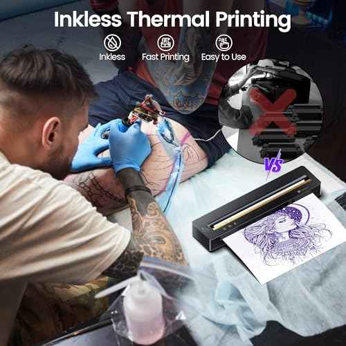 TATTMUSE 2025 New Launch Tattoo Stencil Printer, Tattoo Transfer Printer Machine Bluetooth Wireless Thermal for Tattooing Beginners with 5pcs Tattoo Transfer Papers, Compatible with Phone Pad and PC