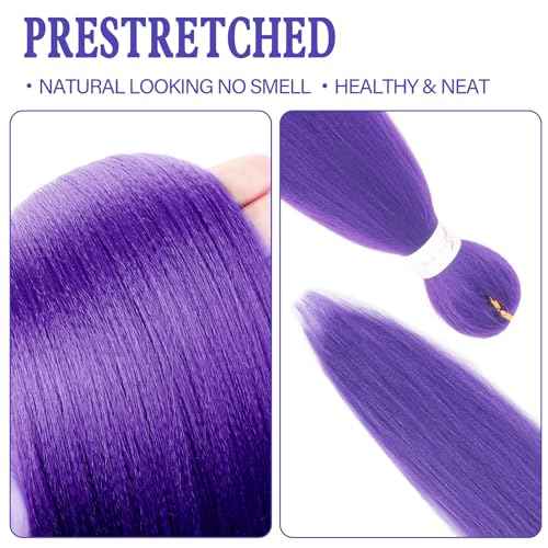 Beyond Beauty Long Purple Braiding Hair 30 Inch, Pre Stretched Synthetic Braiding hair for Braids,2 Packs Purple Rumi Hair Extensions for Stage Party Halloween Costume Cosplay