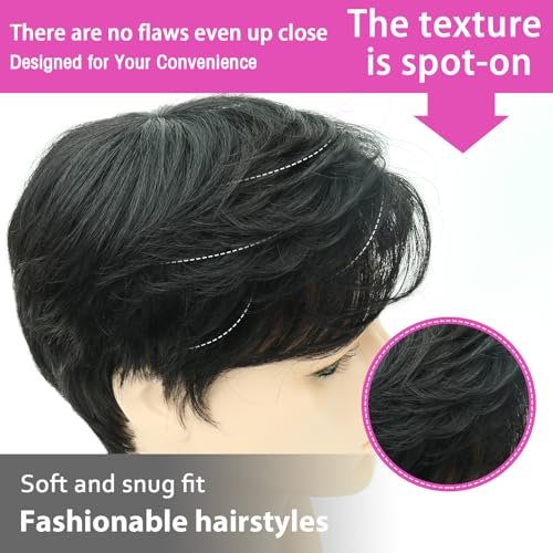 Toupee for Men Human Hair Men¡®s Full head mask Straight hair Wig Short Straight hair Hair Fluffy Realistic Hair Wig Thin Skin Daily Party Costume Wig for Male(black)