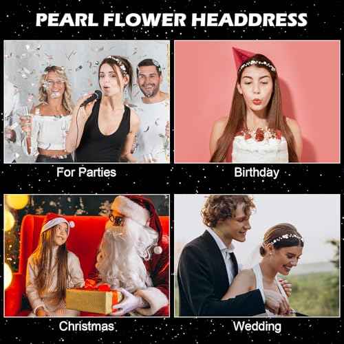 Bewudy Hair Accessories, Flower Girl Headband, Pearl Headpiece for Girls and Women, Wedding, Birthday, Party, and First Communion