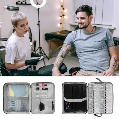 Grekos Tattoo Carrying Case, Tattoo Supplies Organizer, Double Layer Tattoo Tools Carrying Case Travel Bag for Tattoo Stencil Printer, Tatoo Pens Equipmen,Tattoo Ink,Equipment and Supplies(Black Bag)