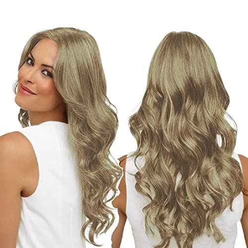 Anfei Women's Pastel Wavy Wig Curly Wavy Shoulder Length Pastel Cosplay Wig with Wig Cap (27 Inches) (Light Gold)