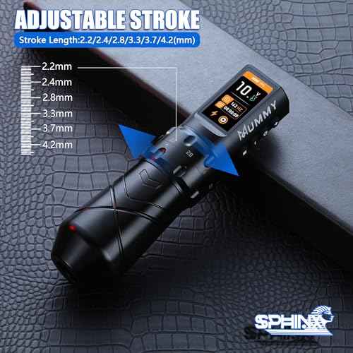Mummy Sphinx Tattoo Pen Machine with Adjustable 6 Strokes 2.2,2.4,2.8,3.3,3.7,4.2mm