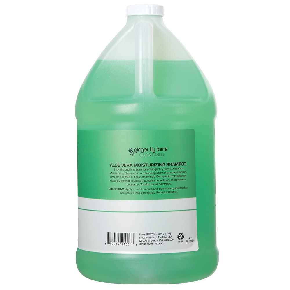 Ginger Lily Farms Club & Fitness Moisturizing Shampoo for All Hair Types, 100% Vegan & Cruelty-Free, Aloe Vera Scent, 1 Gallon Refill (Pack of 4)