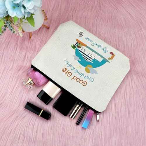 Cruise Gifts for Women Makeup Bag Cruise Trip Gifts for Friends Besties Cosmetic Bag Summer Vacation Presents Graduation Birthday Christmas for Mom Aunt Sister Zipper Travel Pouch Toiletry Pouch