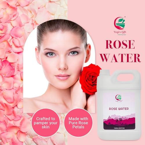 100% Pure Rose Water 1 Gallon (128 fl oz) | for Face & Hair | Alcohol Free & Artificial Coloring Free | by Yogi's Gift¢ç