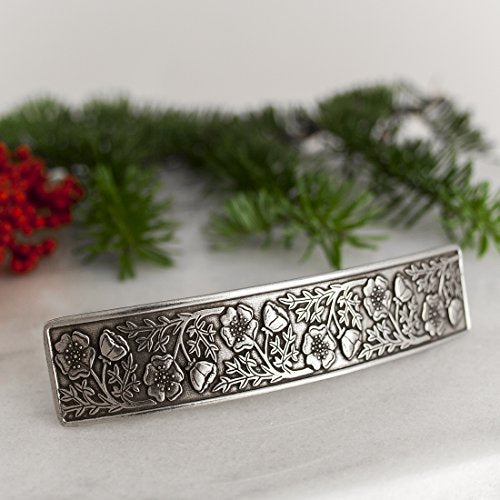 Danforth Wild Rose Hair Barrette ? Handcrafted Pewter Hair Barrettes For Women ? Thick Hair Clips For Women ? ¨ú¡± x 3 ¨ö¡±, Made In USA