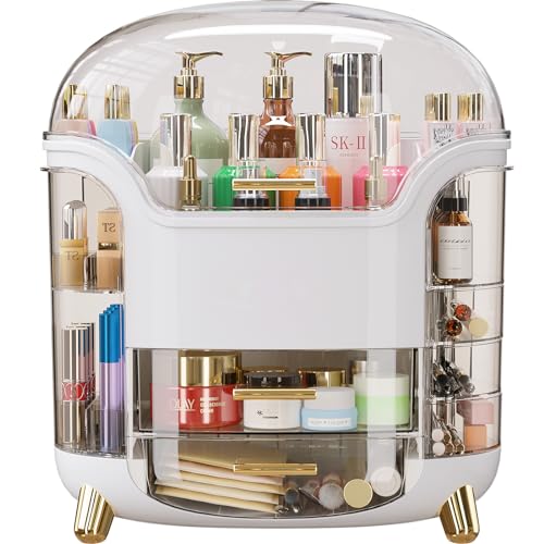 Large Capacity Makeup Organizer Countertop Vanity Organizer for Waterproof and Dustproof Skincare, Multi-Style, Clear