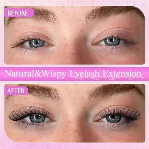Wispy Lash Clusters Kit Venus Invisible Band Eyelash Clusters 8-16mm Lash Extension Kit Natural Lashes Clusters Eyelash Extension Kit with Thin Band Lash Cluster Clear Lash Glue and Tweezers by Wtvane