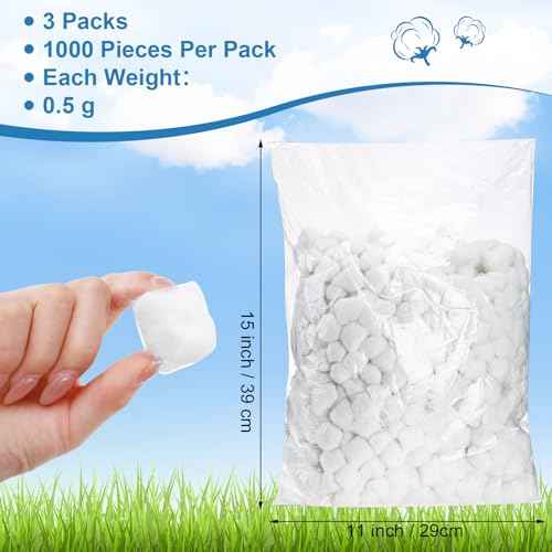 3000 Pcs Cotton Balls Bulk Medium Size Organic Pure Cotton Balls for Makeup Remover, Nail Polish Remover and More