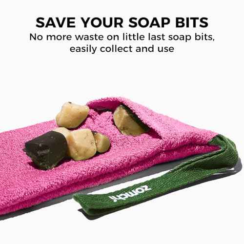 ZOMCHI Soap Bags, Soap Savers for Bar Soap with Different Exfoliating Level, Soap Pouch for Body Wash (2 Pieces, Pink)