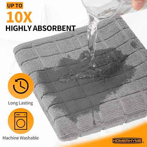 HOMERHYME Microfiber Hand Bath Towels, 6 Pack 25''*15'' Grey Bathroom Hand Towels, All-Purpose Quick Dry Lint Free Soft Absorbent Checkered Washcloth Fingertip Towels Bulk for Travel Gym Hotel