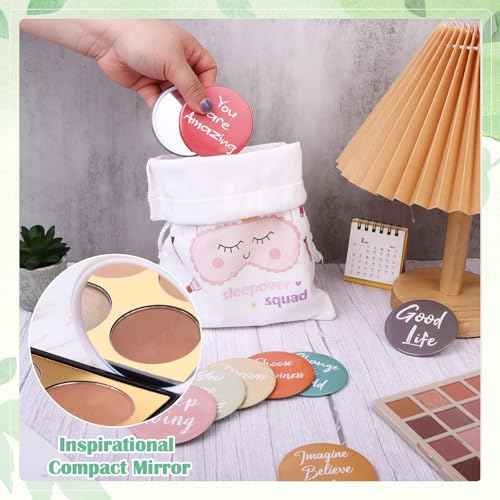 30 Pcs Employee Appreciation Gifts Bulk Inspirational Compact Mirror Round Small Makeup Mirror Portable Pocket Mini Mirror Thank You Gift for Women Nurse Teacher Team Coworker Staff