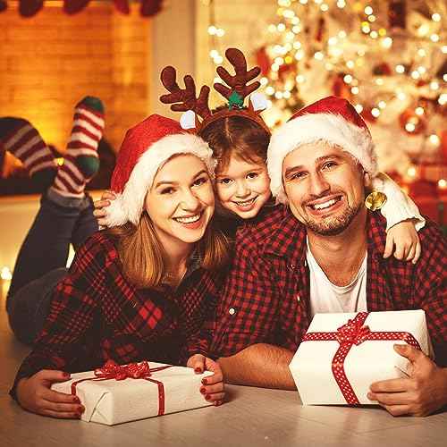 2Pcs Christmas Headband Antlers Reindeer Headband Antlers Hair Hoop Headpiece for Christmas Easter Halloween Party(Dark Brown Light Brown)