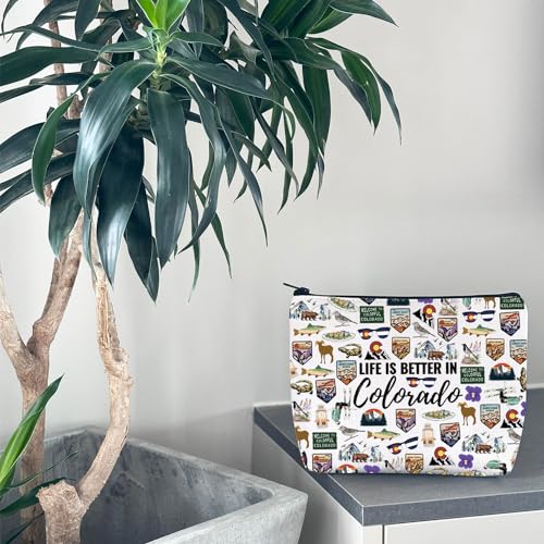 WCGXKO Colorado Travel Trip Gift Life Is Better In Colorado Makeup Bag Colorado Vacation Souvenirs (Better In Colorado)