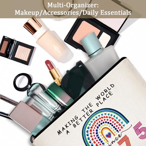 50th Birthday Gifts for Women Her 1975 Anniversary Small Cosmetic Travel Pouch Makeup Bag 50 Year Old Birthday Decorations Party Favors for Mom,Wife,Sister,Friend,Mothers Day