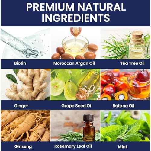 Biotion Hair Growth Shampoo for Men: Natural Thickening Shampoo with Tea Tree Oil Ginseng Mint for Hair Loss and Thinning Hair - 10.1 fl.oz, Dark Blue