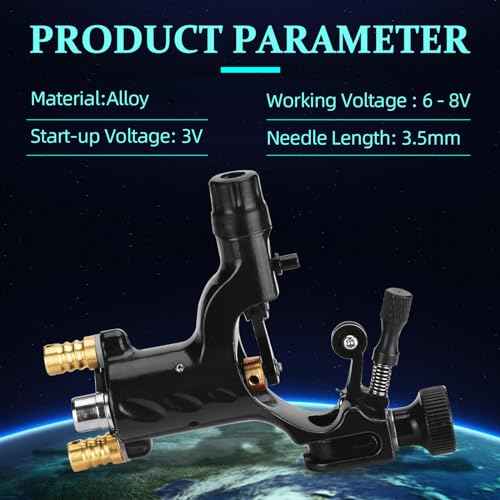 ATOMUS Rotary Tattoo Machine Gun Kit Professional Liner Shader Tattoo Motor Machine with Grip Tube Wrench Elastic Bandage Beginners Tattoo kit Tattoo Supplies (Black)