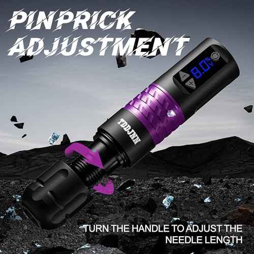 Professional Tattoo Gun Set Wireless Tattoo Machine Pen Set 1500mAh Battery Disposable Tattoo Needles 10 Purple Suitable for Beginners and Artists Portable LED Digital Display (BLACK)