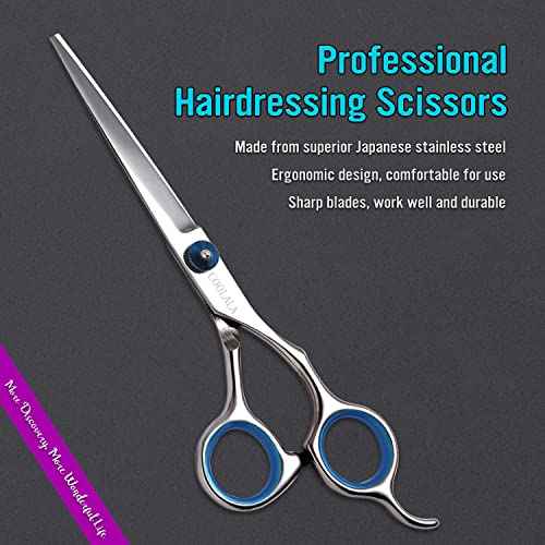 Stainless Steel Hair Cutting Scissors 6.5 Inch Hairdressing Razor Shears Professional Salon Barber Haircut Scissors, One Comb Included, Home Use for Man Woman Adults Kids Babies