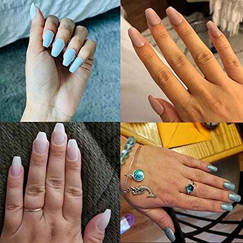 Acrylic Nails Tips Short Coffin 500PCS Ballerina Artificial False Nail Tip Full Cover 10 Sizes with Box for Art Salons & Home DIY (Natural)