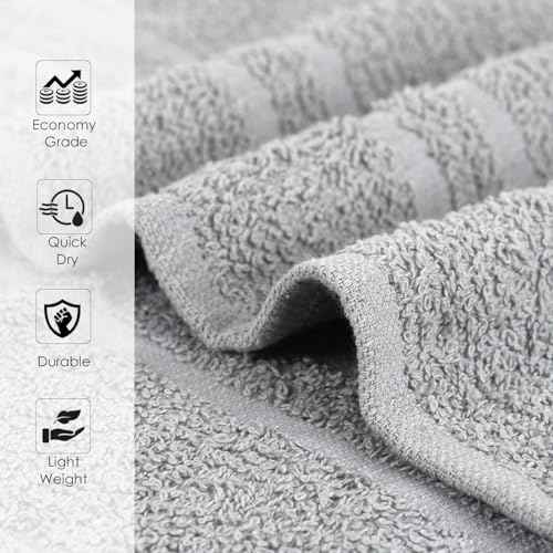 Hand Towels (Pack of 24) Grey Economy Salon Towels - 100% Cotton Spa Towel ? 16 x 27 Inches Highly Absorbable, Facial, Gym, Hair Towels Face Towels Bulk
