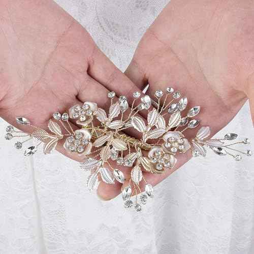 Bridal Hair Accessories Wedding Hair Clip for Brides, Handmade Rhinestone Hair Vine Wedding Head Pieces for Women and Bridesmaids Flower Girls