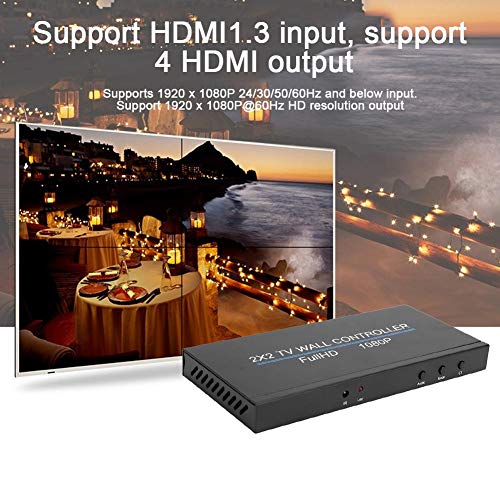 2x2 Video Wall Controller, Video Image Processor Screen Splicing 1080P high Definition Image Video Wall Controller, Support for Splicing 2X1/3X1/4X1/1X2/1X3/1X4/2X2(US)