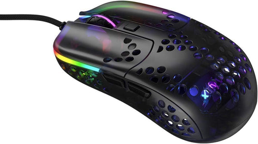 XTRFY MZ1, Ultra-Light Wired Gaming Mouse, Cutting-Edge Pixart 3389 Sensor, Unique Shape for Optimum Aim, Adjustable RGB Lighting, White Rail Edition