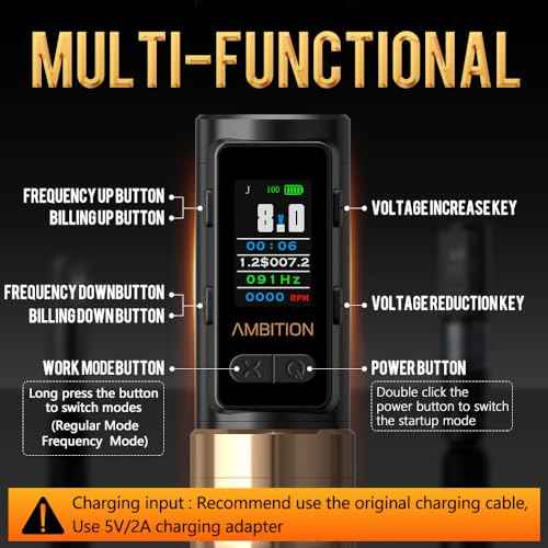 Ambition Soldier Max Tattoo Machine Rotary Tattoo Gun with 2400mAh Battery Billing Function Frequency Mode Stabilizing System Supply for Professional Tattoo Artists