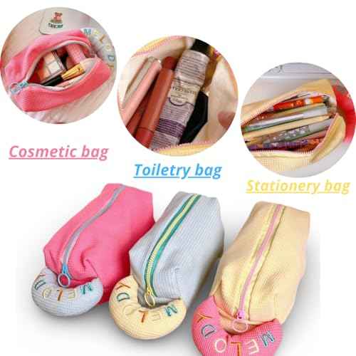 Cute Makeup Bag - Cosmetic Travel Organizer, Makeup Bag Girls, Travel Cosmetic Bag, Cute Makeup Pouch Toiletry Bag, Preppy Stuff Gift for Girls, Zipper Pouch Organizer for Women and Girls (Pink)