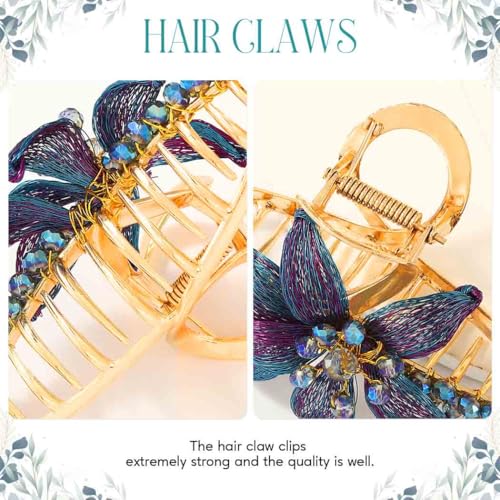 BARTOSI Gold Hair Claw Clips Copper Wire Flower Hair Clips Metal Claw Clips for Thick Hair Hair Accessories for Women