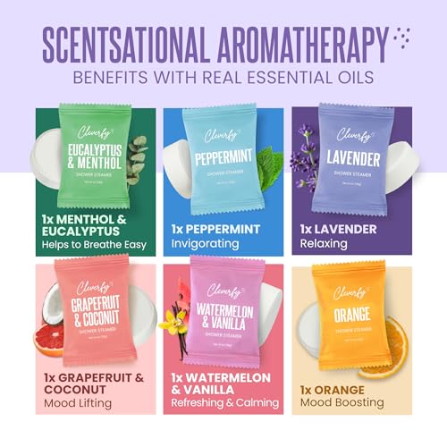 Cleverfy Shower Steamers Aromatherapy ? Stocking Stuffers for Women, Teens and Wife ? Christmas Gifts for Women and Teen Girls ? White Elephant Gifts for Adults ? 6 Tablets