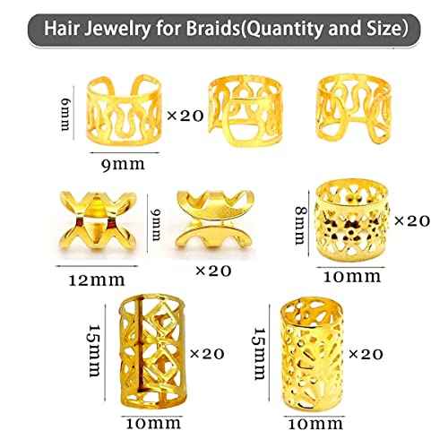 100 PCS Gold Dreadlock Locs Accessories for Hair, Hair Jewelry for Braids Hair Rings for Women and Girls, Adjustable Cuffs Braiding Hair Rings Decoration