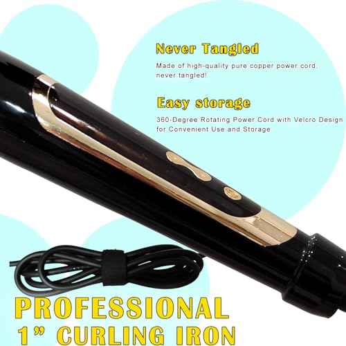 abp 1 Inch Curling Iron Extra Long Barrel with Ceramic Coating for Long/Medium Hair,LED Display Instant Heat up to 450¡ÆF with clamp,Hair Waving Style Tool Girls & Women