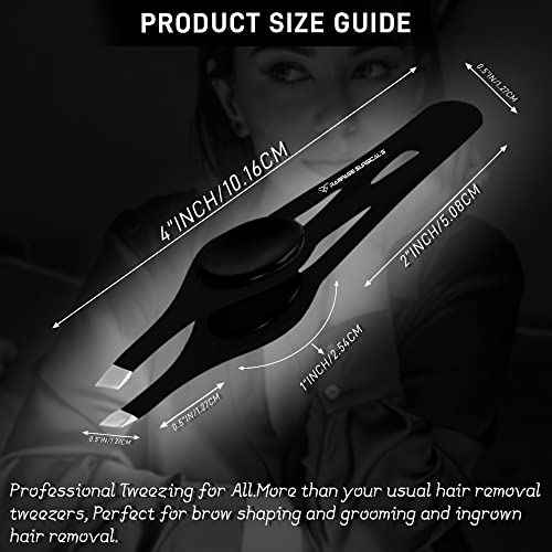 Professional Eyebrow Tweezers Slanted Tip Stainless Steel 2,3xPcs Set, Non-Slip Grip Slant Tip Tweezers for Facial Hair, Plucking Removing Ingrown Hairs, Tweezer for Women Men (Black&Yellow)