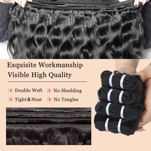 Human Hair Bundles Body Wave 14 16 18 20 Inch 12A Brazilian Hair Body Wave Bundles 100% Unprocessed Virgin Hair Natural Color for Black Women