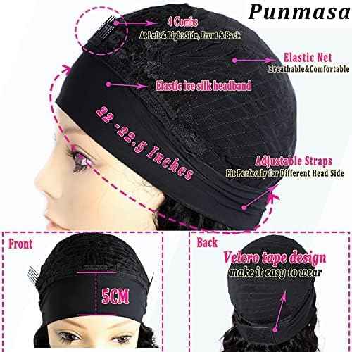 Punmasa Human Hair Deep Wave 24 Inch Curly Headband Wig for Black Women