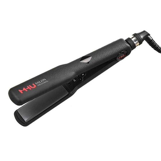 Professional Dual Voltage Hair Straightener 1.25" Keratin Ceramic Flat Iron Fast Heat Up for Home Use Iron Wide Plate Adjust Temperatures Auto Shut Off, Black