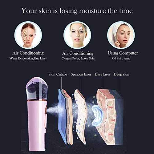 Handy Nano Facial Mister with Skin Analyzer Moisture Tester, Portable Nano Mist Sprayer Atomization Eyelash Extensions Steamer Mister,Mini Cool with Large Capacity,Face Moisturizing